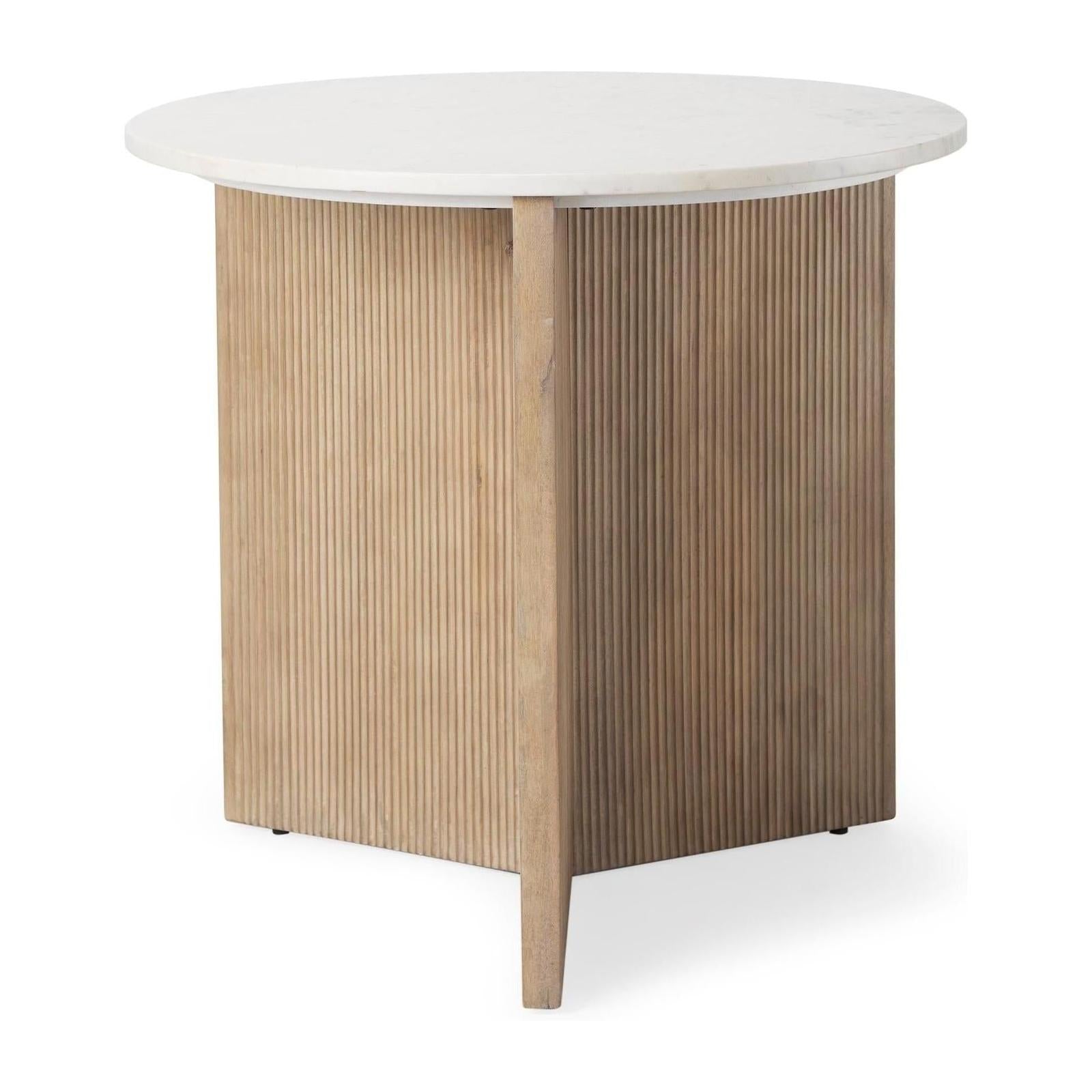 Mercana Enzo Fluted Wood Base Foyer Accent Table