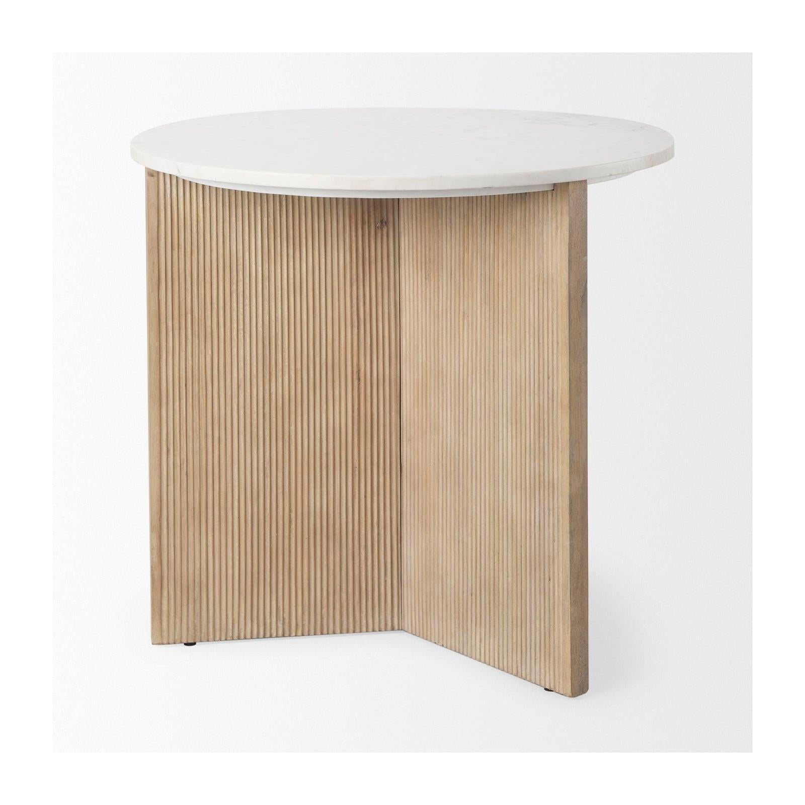Mercana Enzo Fluted Wood Base Foyer Accent Table