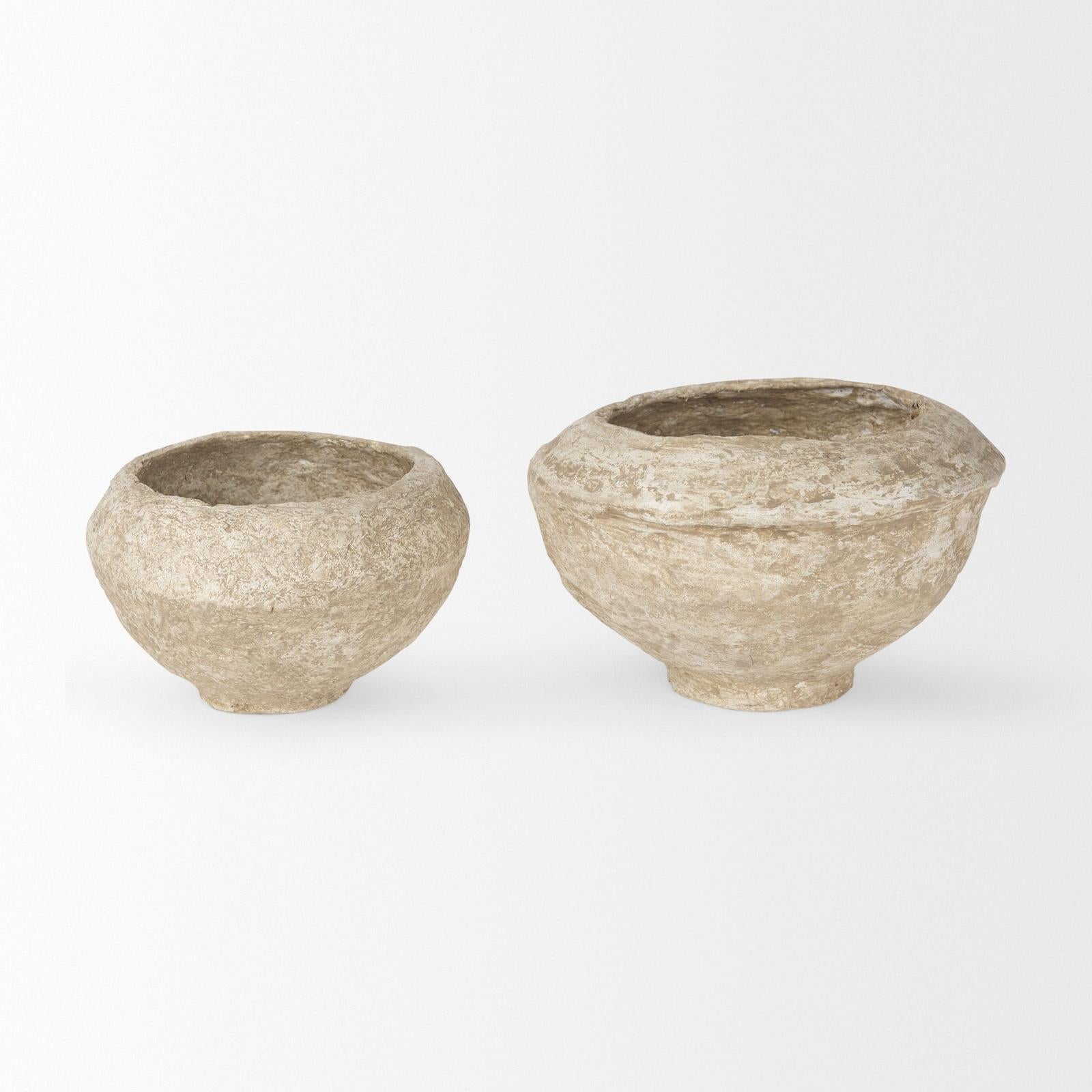 Mercana Sonu Paper Mache Half-Pot Bowls- Set of 2