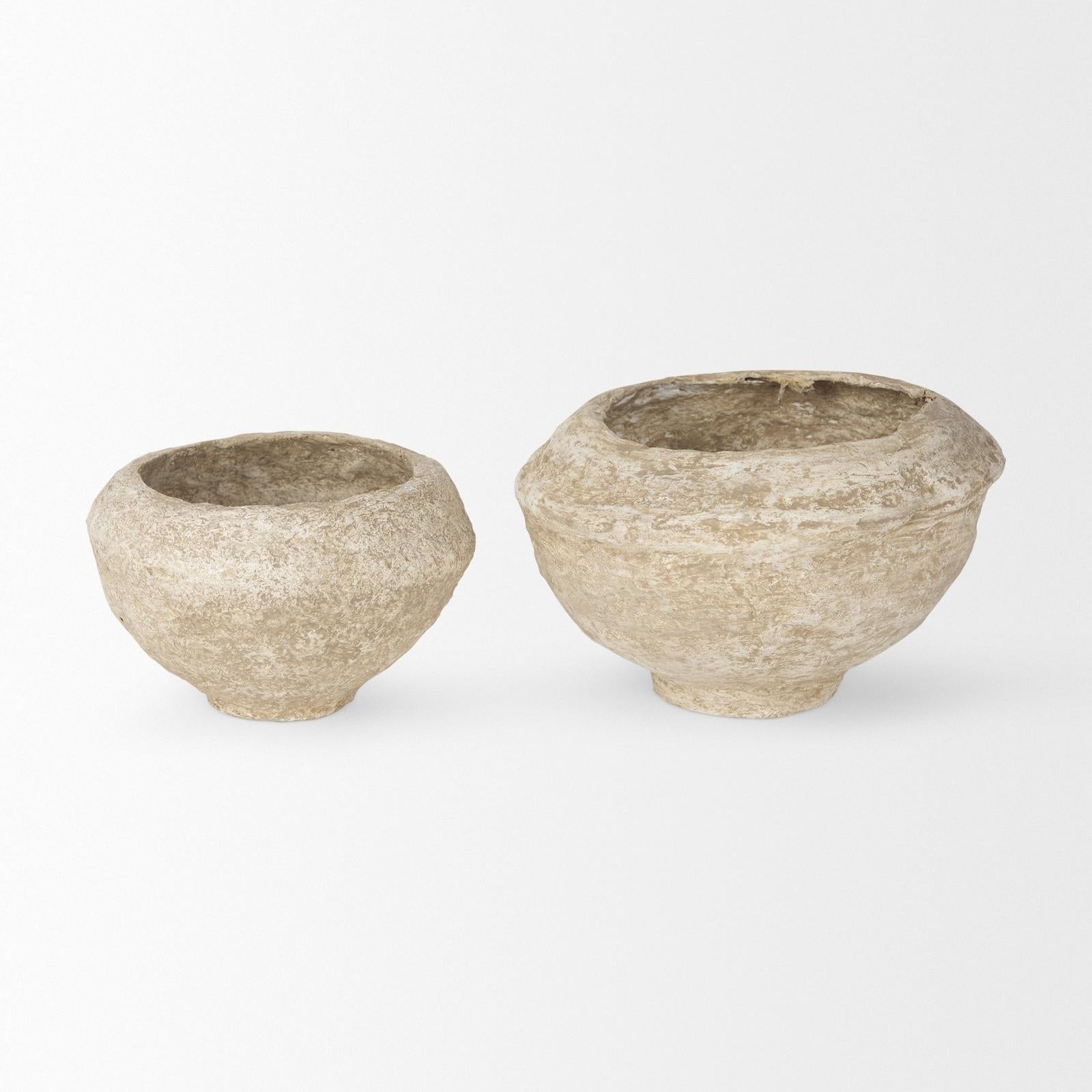 Mercana Sonu Paper Mache Half-Pot Bowls- Set of 2