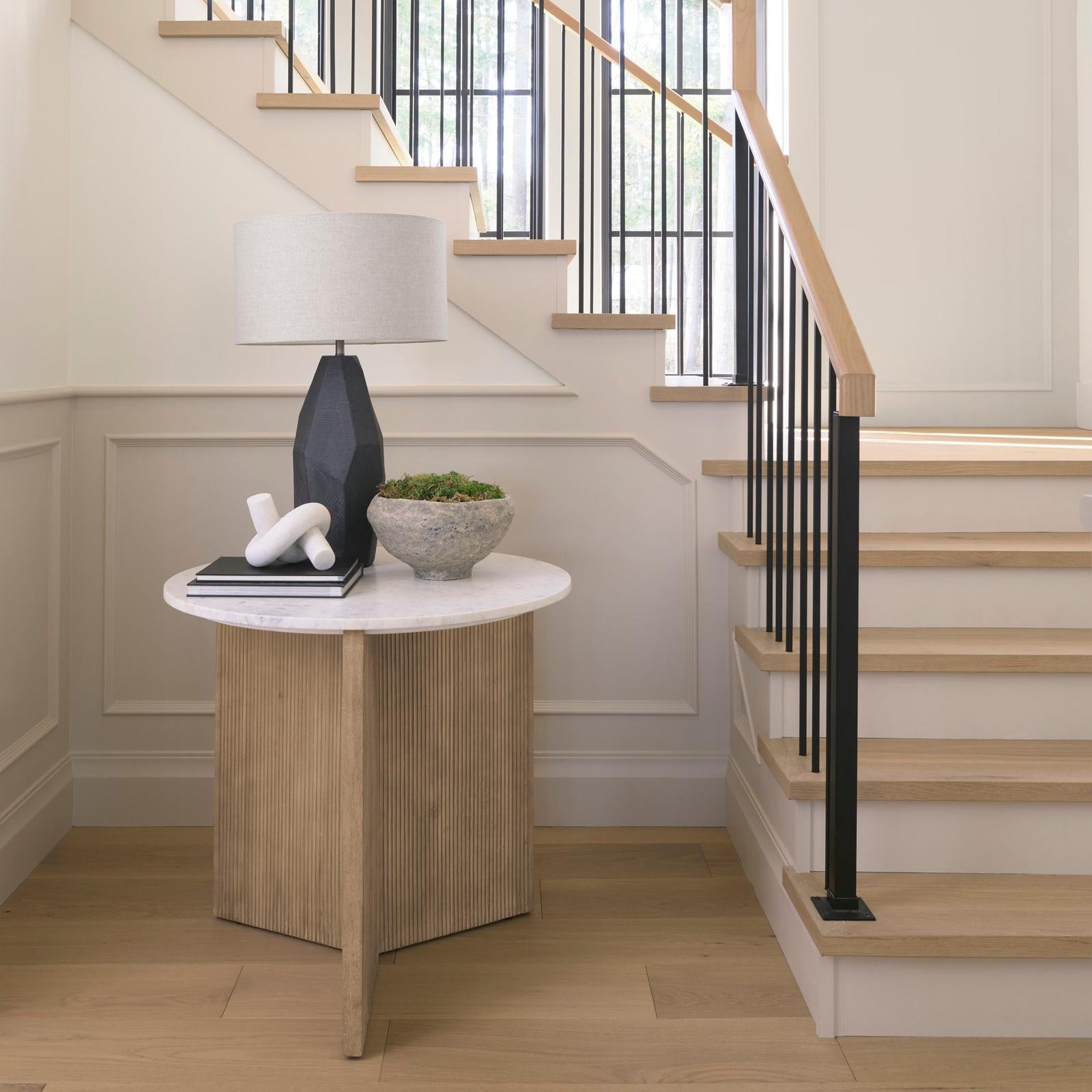 Mercana Enzo Fluted Wood Base Foyer Accent Table