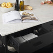 Mercana Amika White Marble Top Black Metal Base Kitchen Island