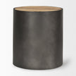 Mercana Eclipse Drum Base w/ Brown Wood Top End/Side Table