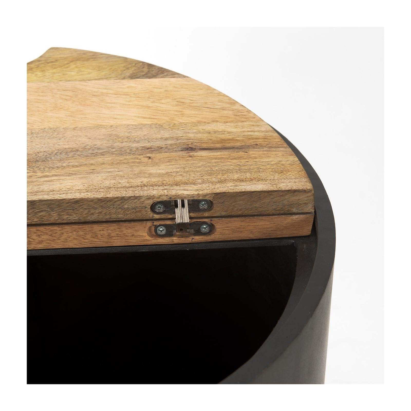 Mercana Eclipse Drum Base w/ Brown Wood Top End/Side Table