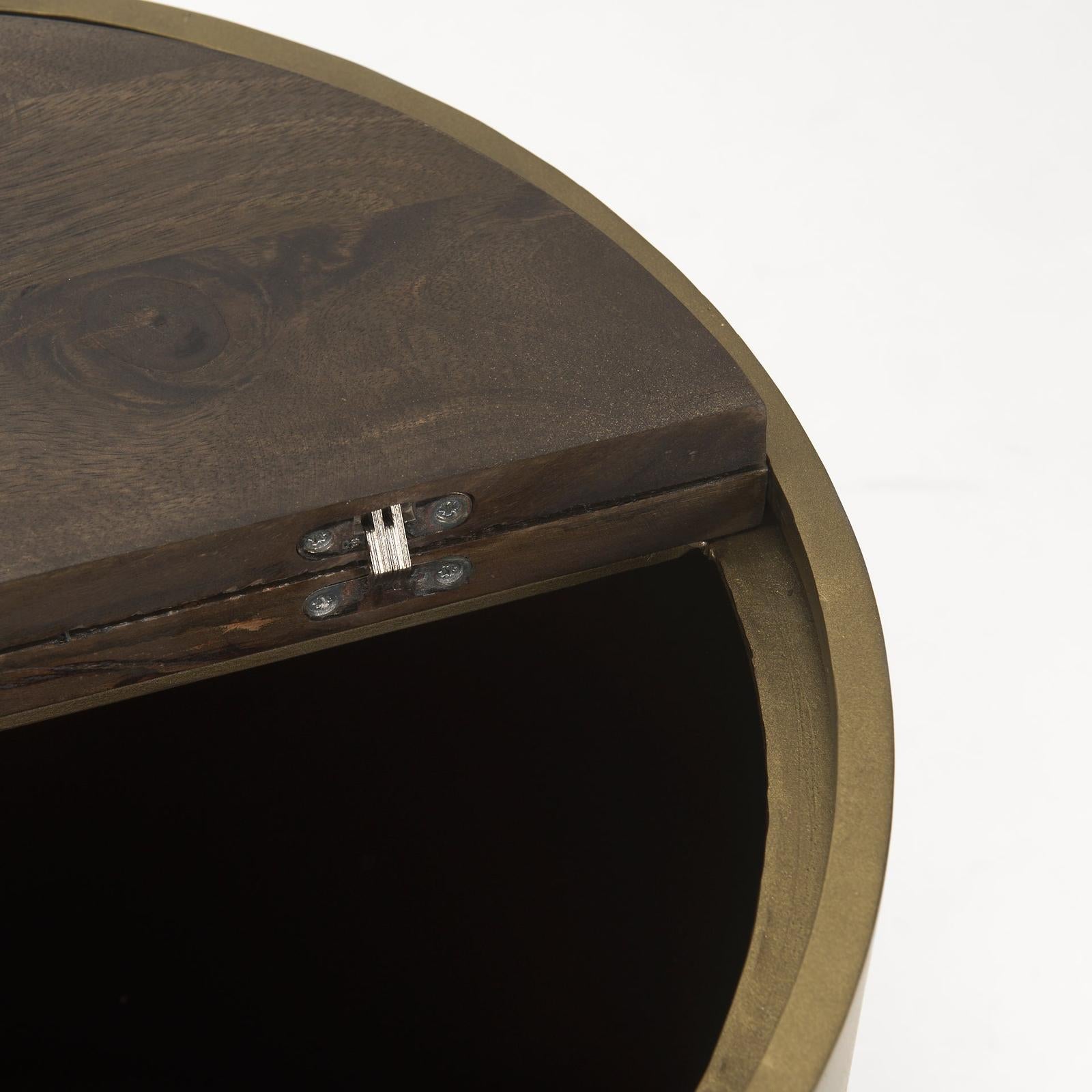 Mercana Eclipse Drum Base w/ Brown Wood Top End/Side Table