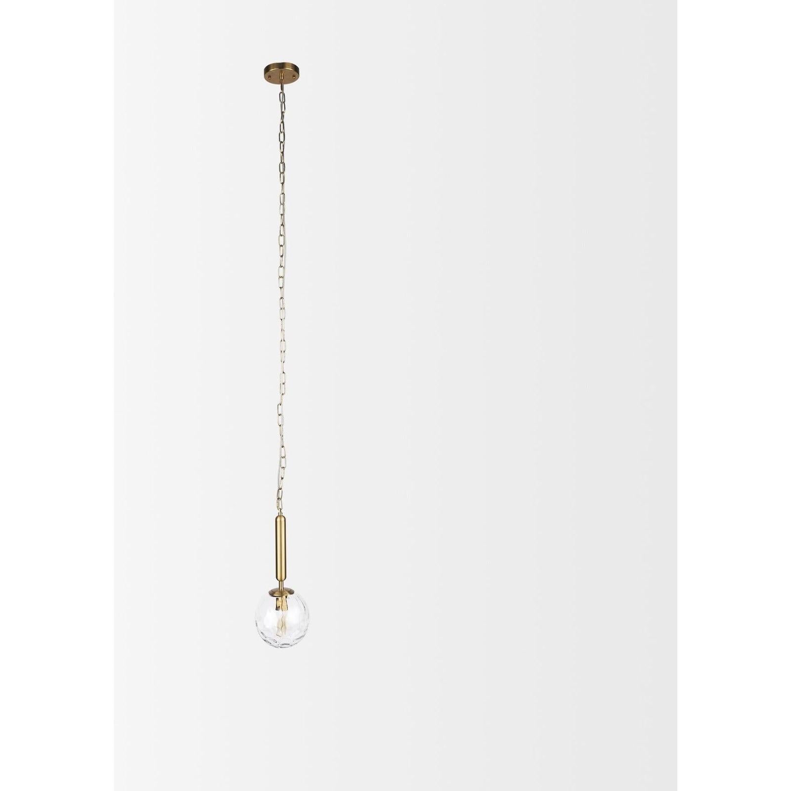 Mercana Britton Gold Metal w/ Clear Glass Globe 1-Light Pendant Light