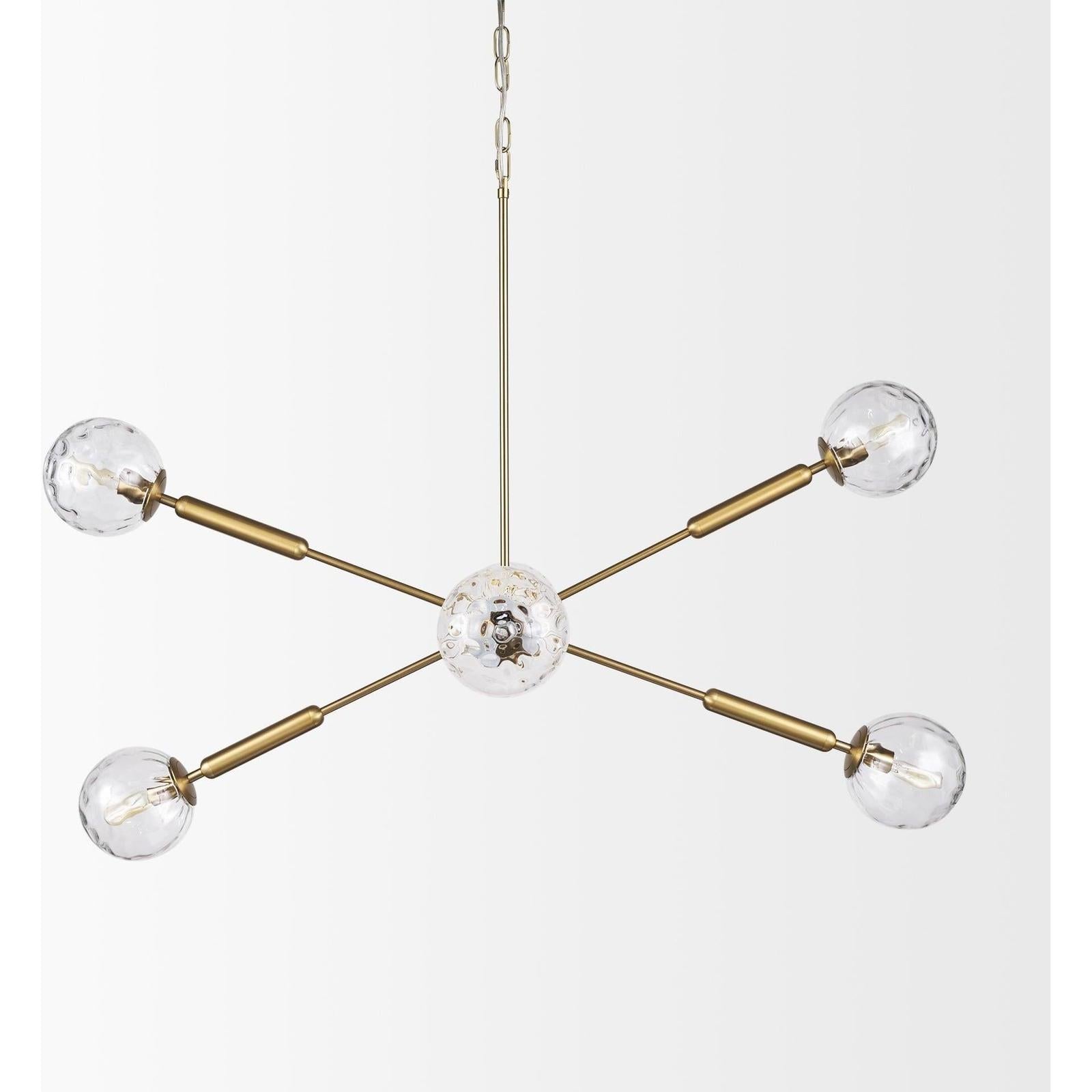 Mercana Britton Gold Metal w/ Clear Glass Globes 6-Light Chandelier