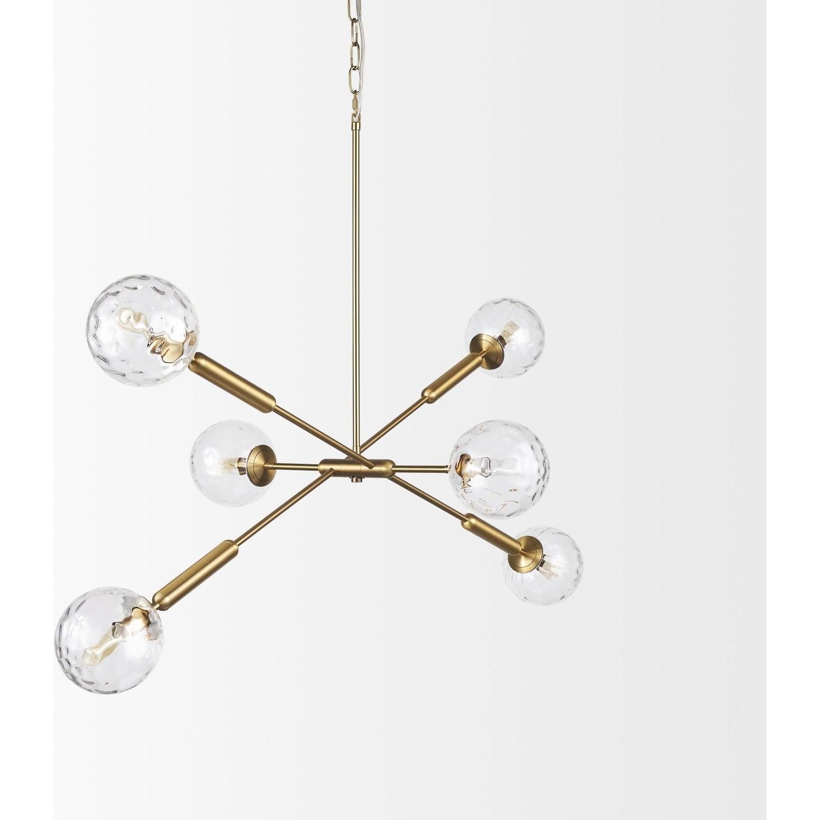 Mercana Britton Gold Metal w/ Clear Glass Globes 6-Light Chandelier