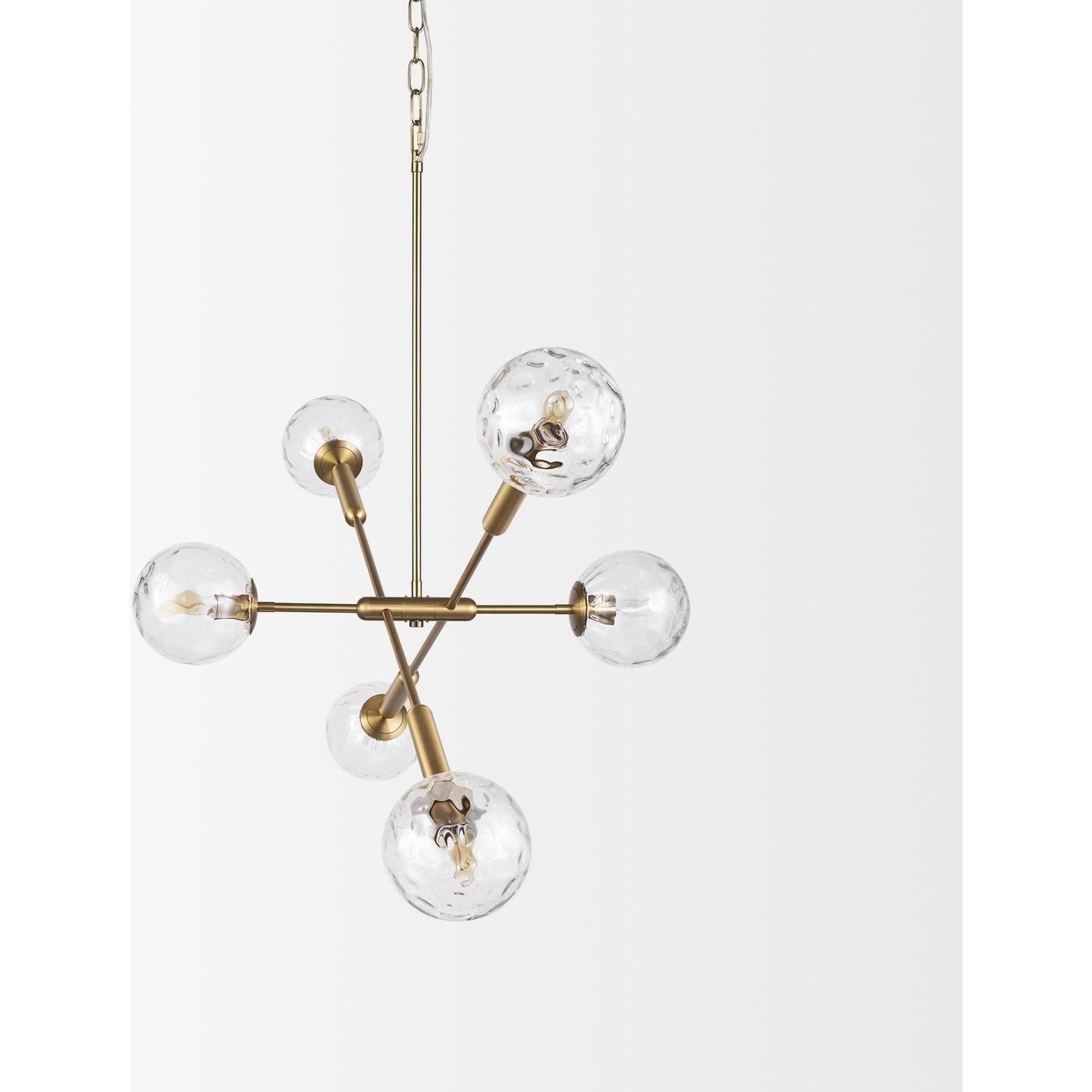 Mercana Britton Gold Metal w/ Clear Glass Globes 6-Light Chandelier
