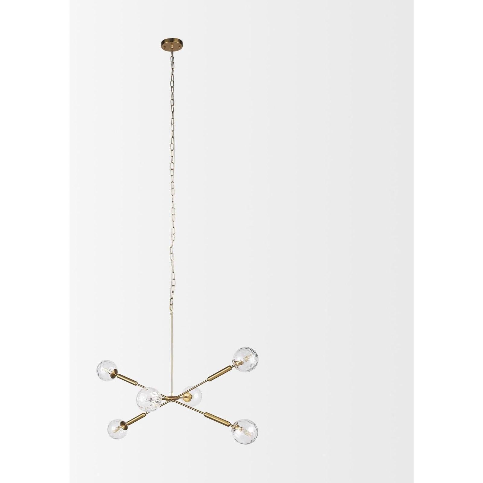 Mercana Britton Gold Metal w/ Clear Glass Globes 6-Light Chandelier