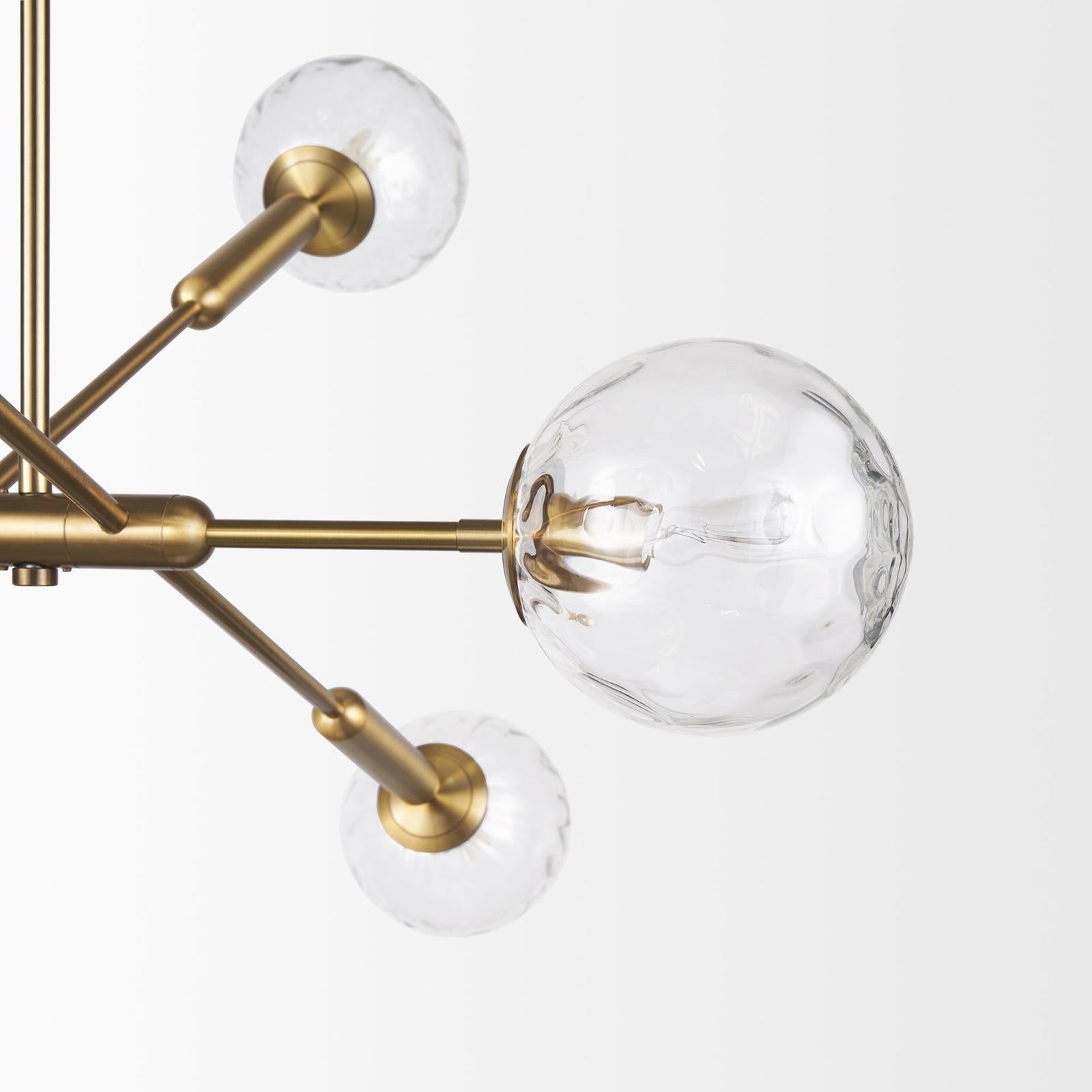Mercana Britton Gold Metal w/ Clear Glass Globes 6-Light Chandelier