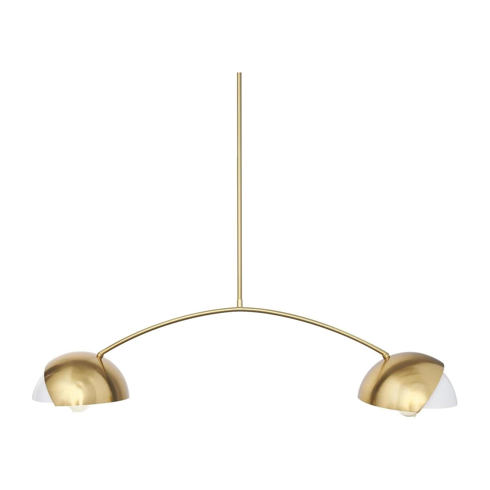 Mercana Cybill Brushed Brass w/ White Metal Shades 2-Light Chandelier