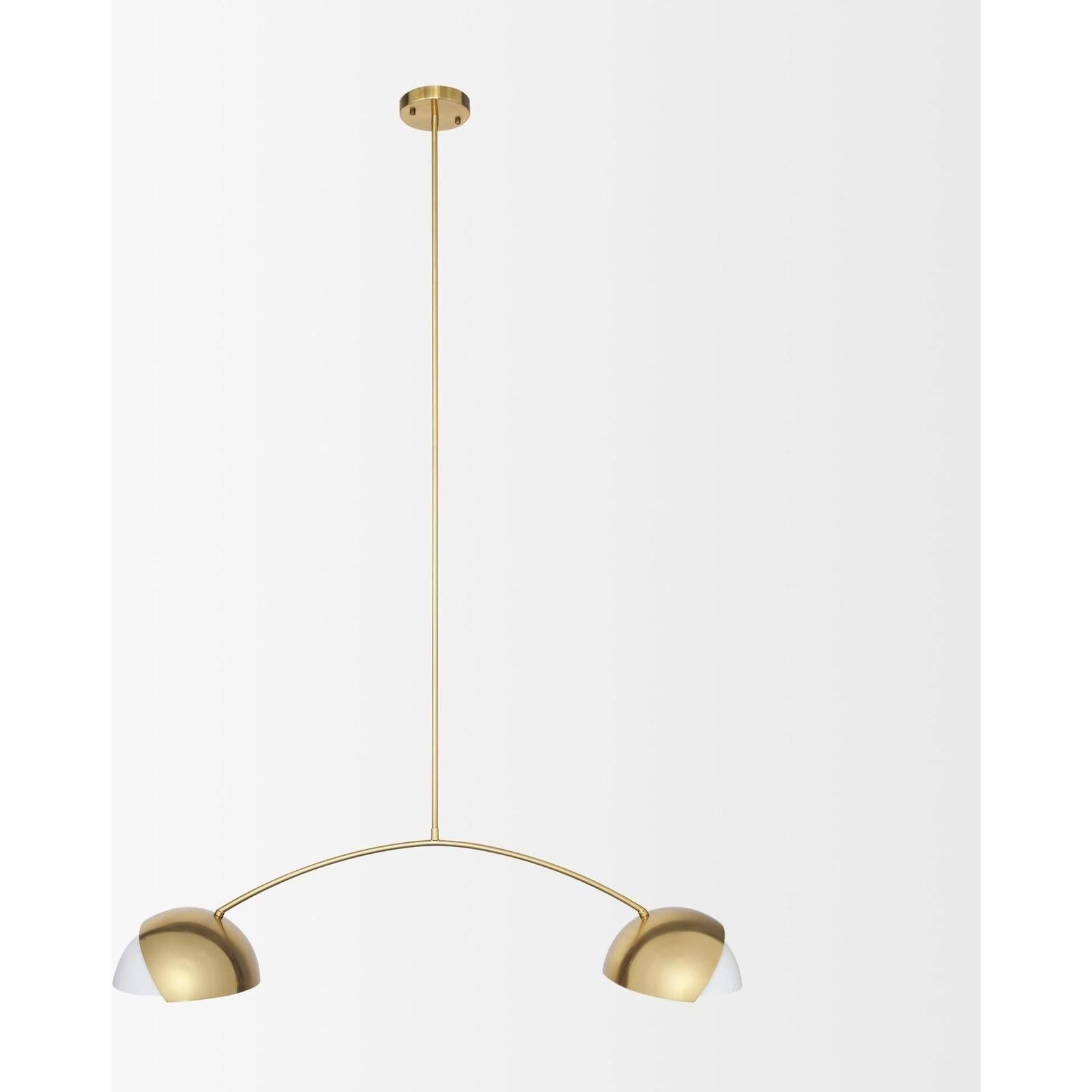 Mercana Cybill Brushed Brass w/ White Metal Shades 2-Light Chandelier