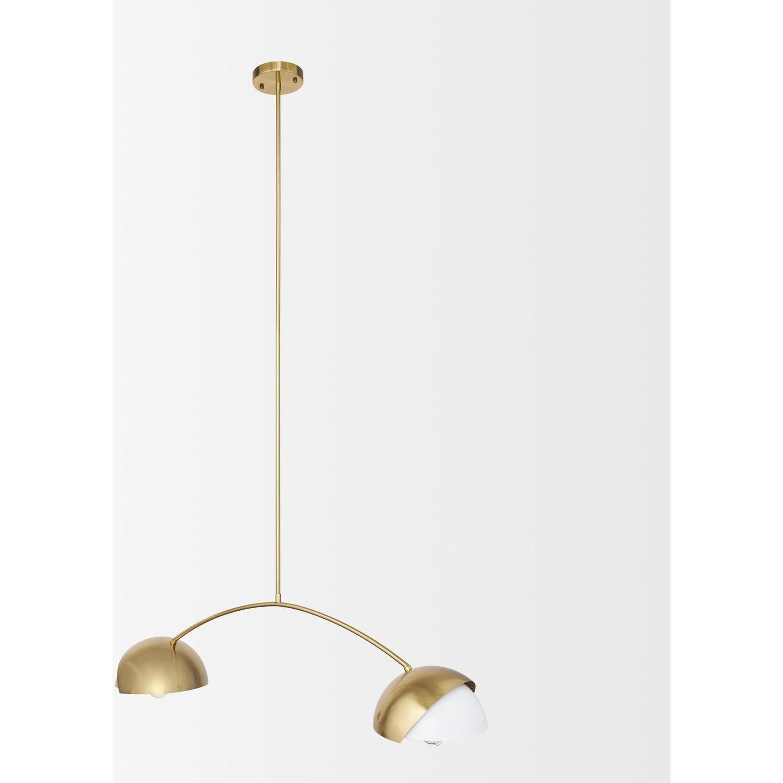 Mercana Cybill Brushed Brass w/ White Metal Shades 2-Light Chandelier