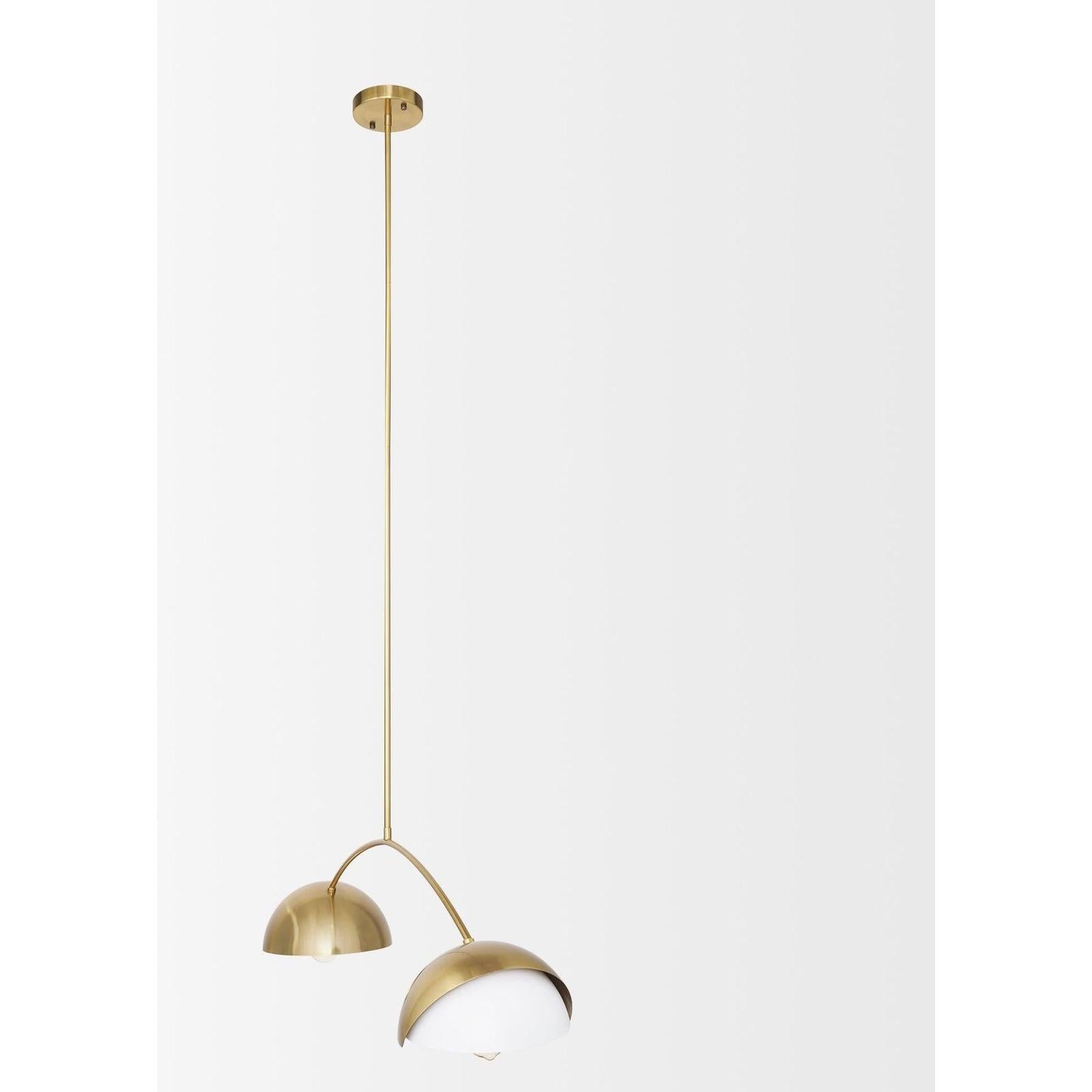 Mercana Cybill Brushed Brass w/ White Metal Shades 2-Light Chandelier