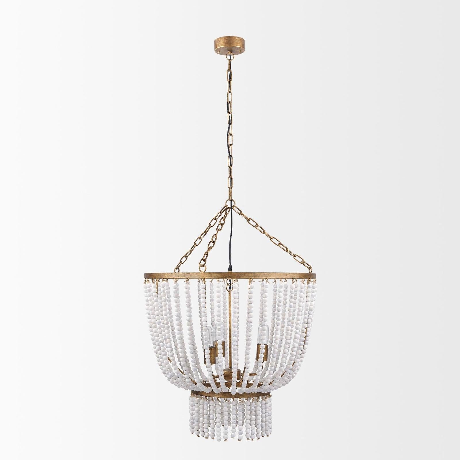 Mercana Rhone Gold Metal and Wood Beaded Chandelier Clearance
