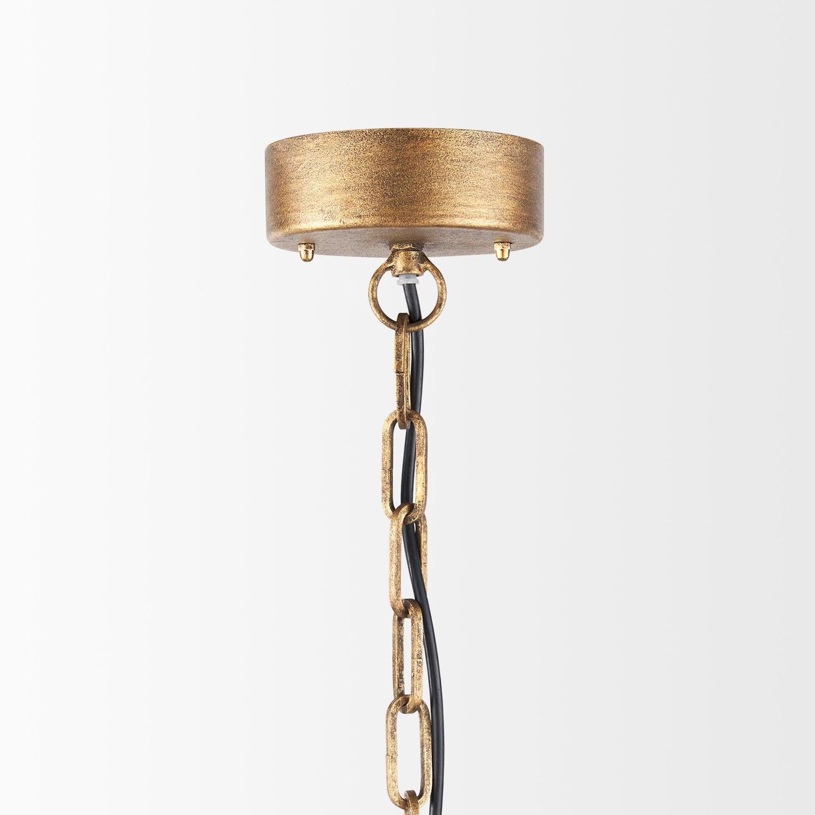 Mercana Rhone Gold Metal and Wood Beaded Chandelier Clearance