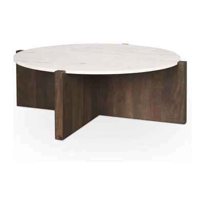 Mercana Bianca Wood w/ Marble Round Top Coffee Table