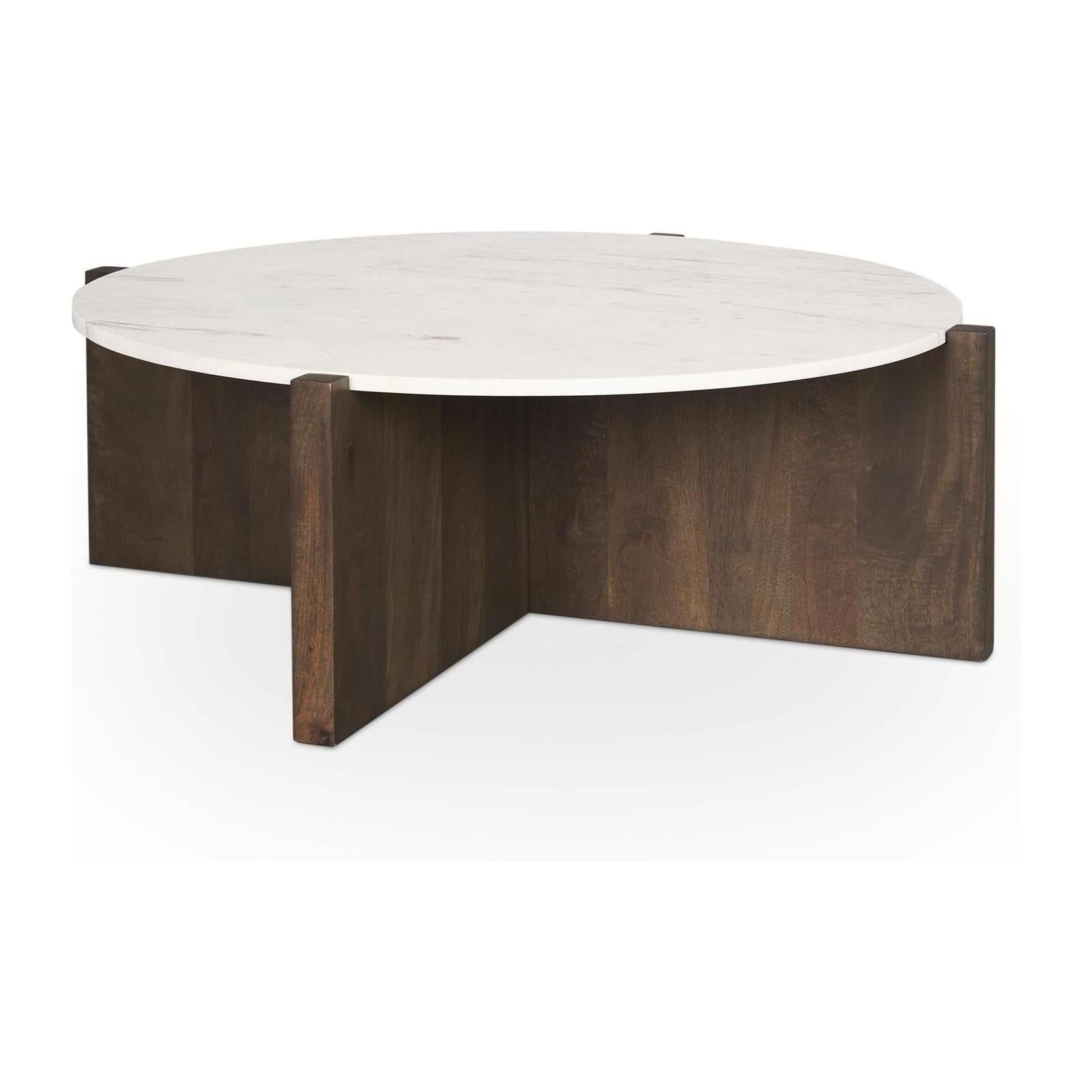 Mercana Bianca Wood w/ Marble Round Top Coffee Table