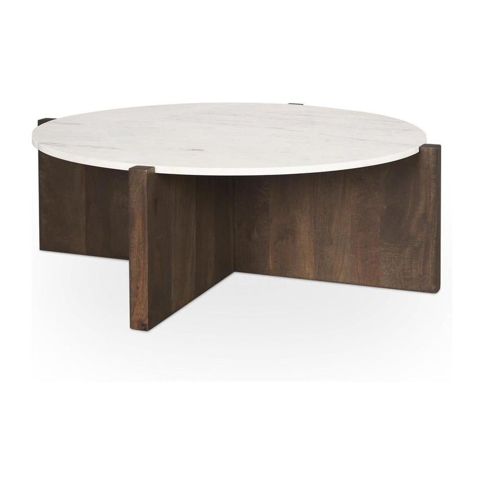 Mercana Bianca Wood w/ Marble Round Top Coffee Table