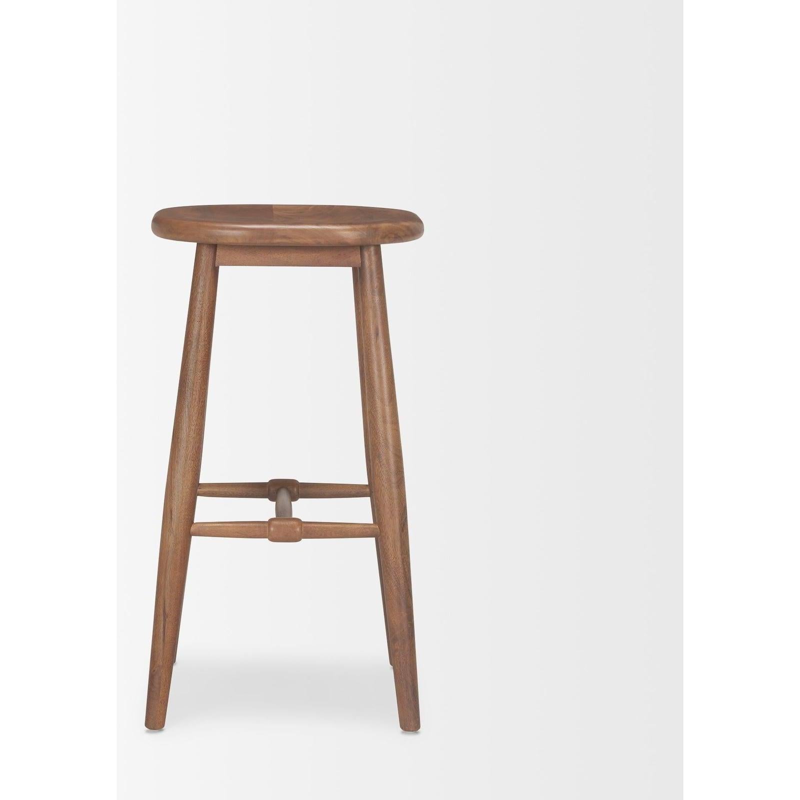 Mercana Ernest Medium Brown Wood Bar Stool Clearance