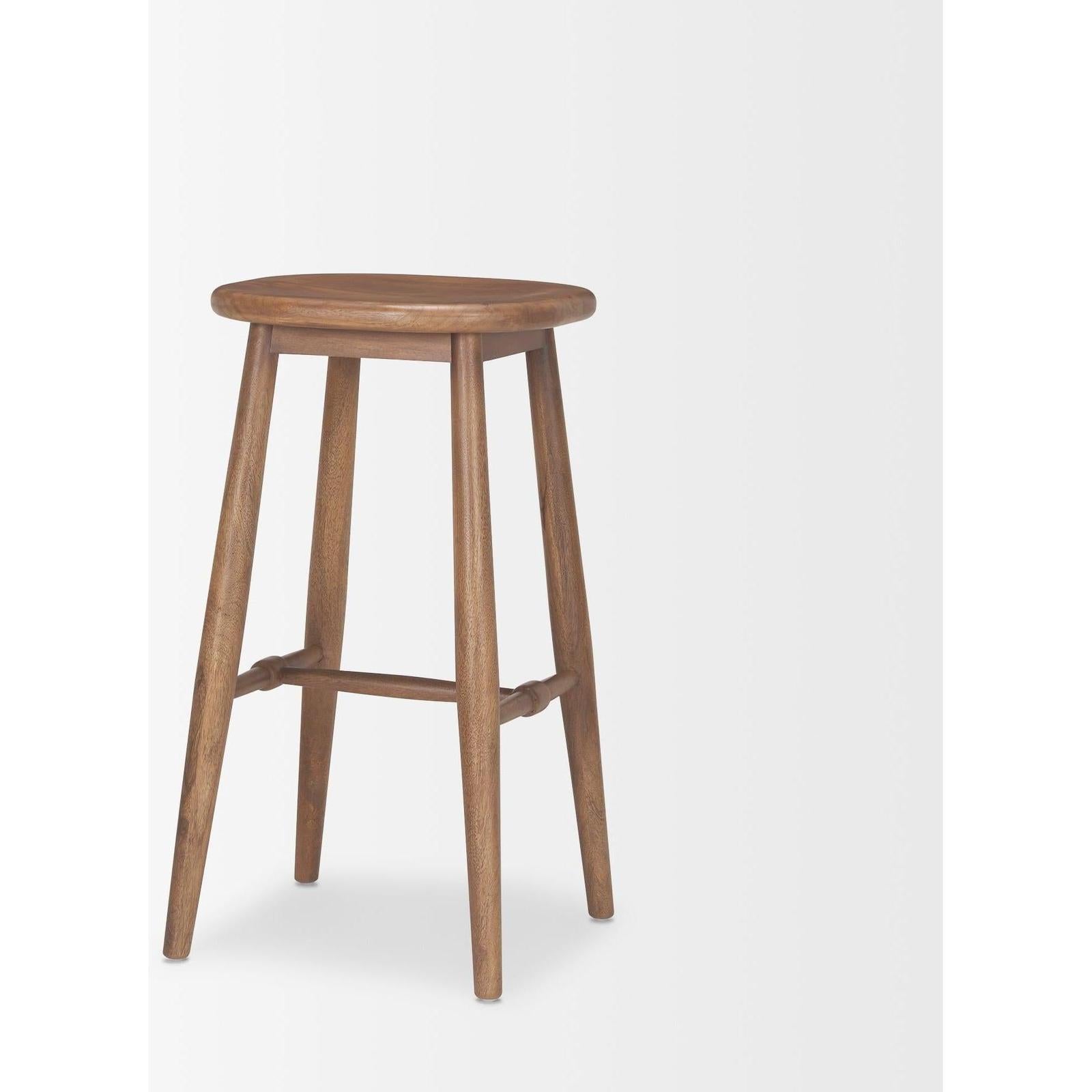 Mercana Ernest Medium Brown Wood Bar Stool Clearance