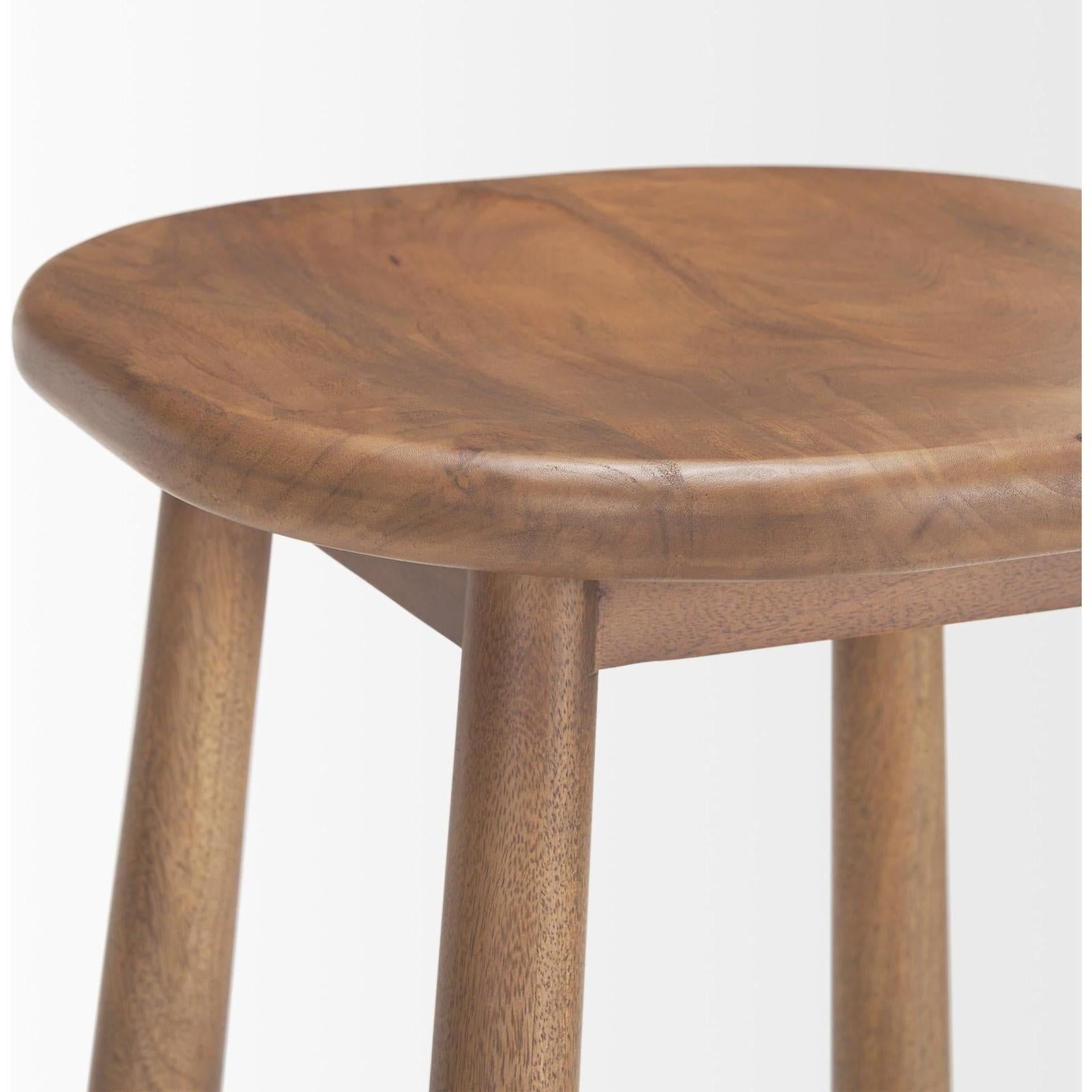 Mercana Ernest Medium Brown Wood Bar Stool Clearance