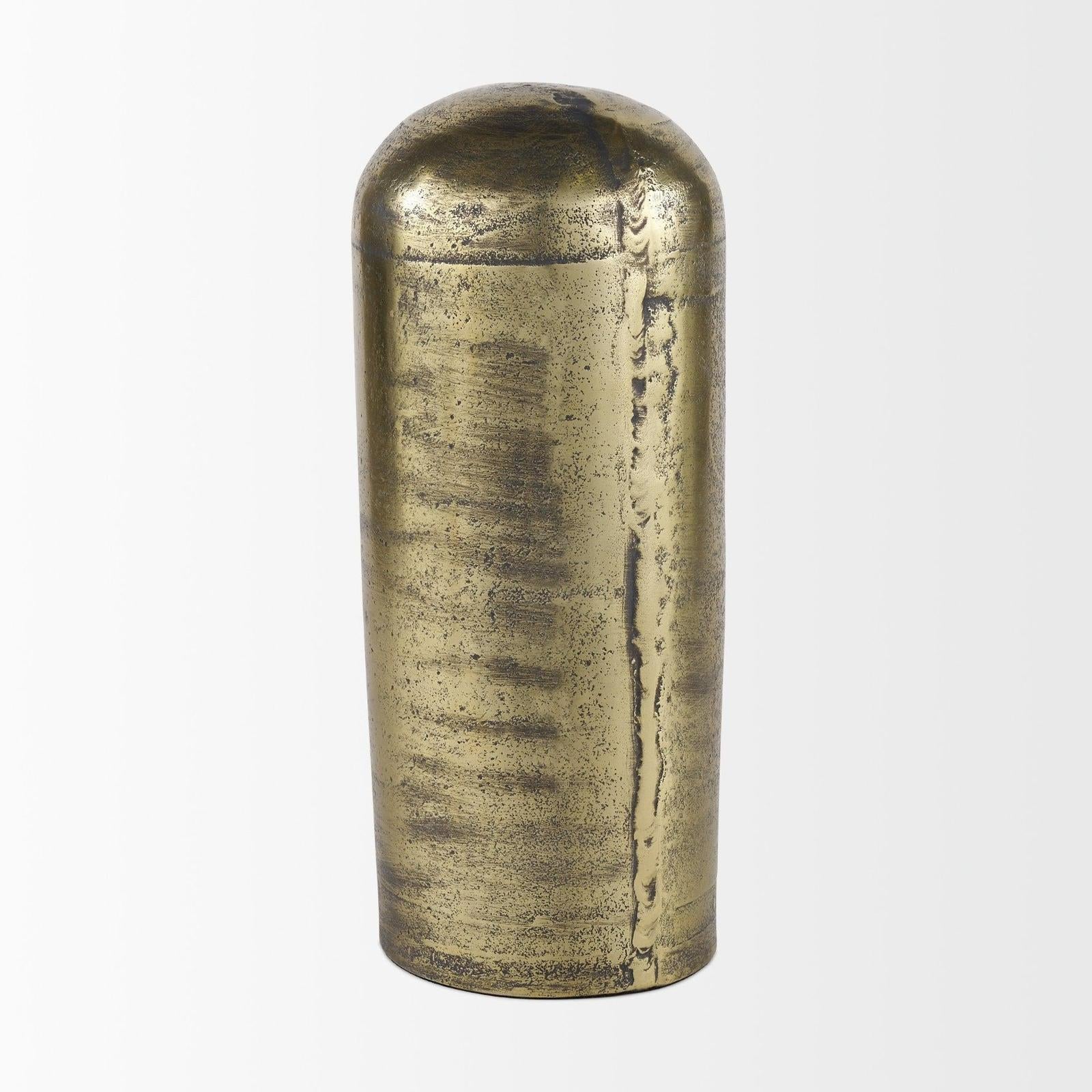 Mercana Quonset Extra Tall Brass Finished Aluminum Metal Pillar Object Clearance