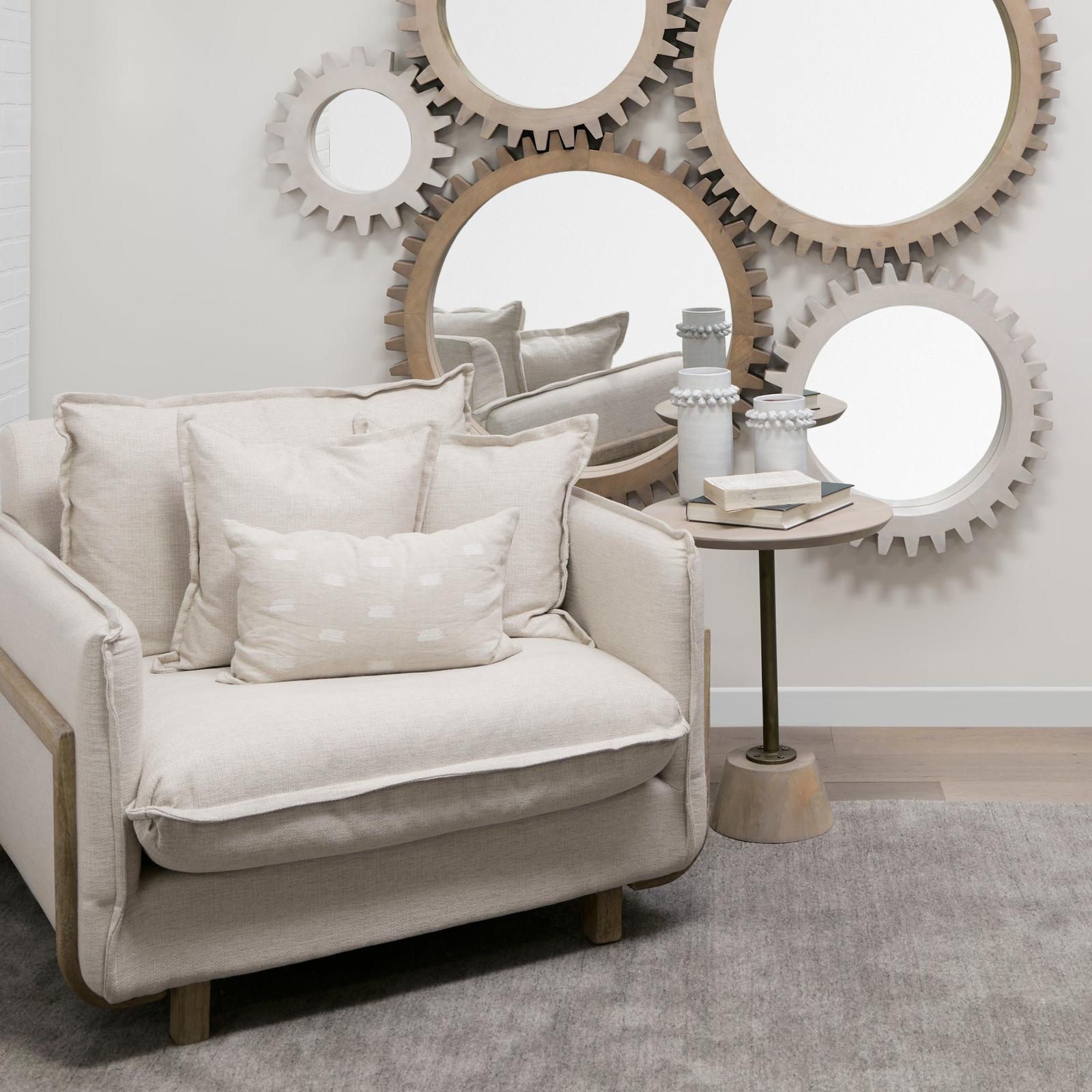 Mercana Roy Upholstered and Brown Wood Frame Arm Chair Clearance