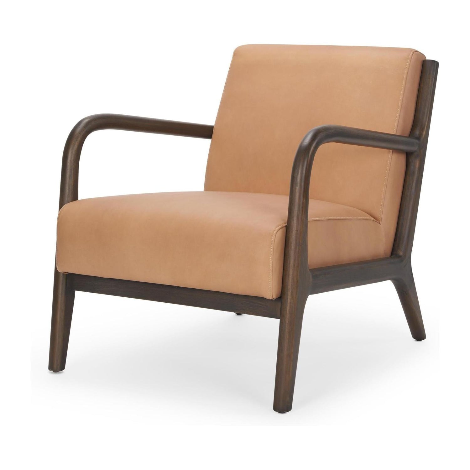 Mercana Cashel Accent Chair W/ Dark Brown Wood and Tan Genuine Leather Clearance