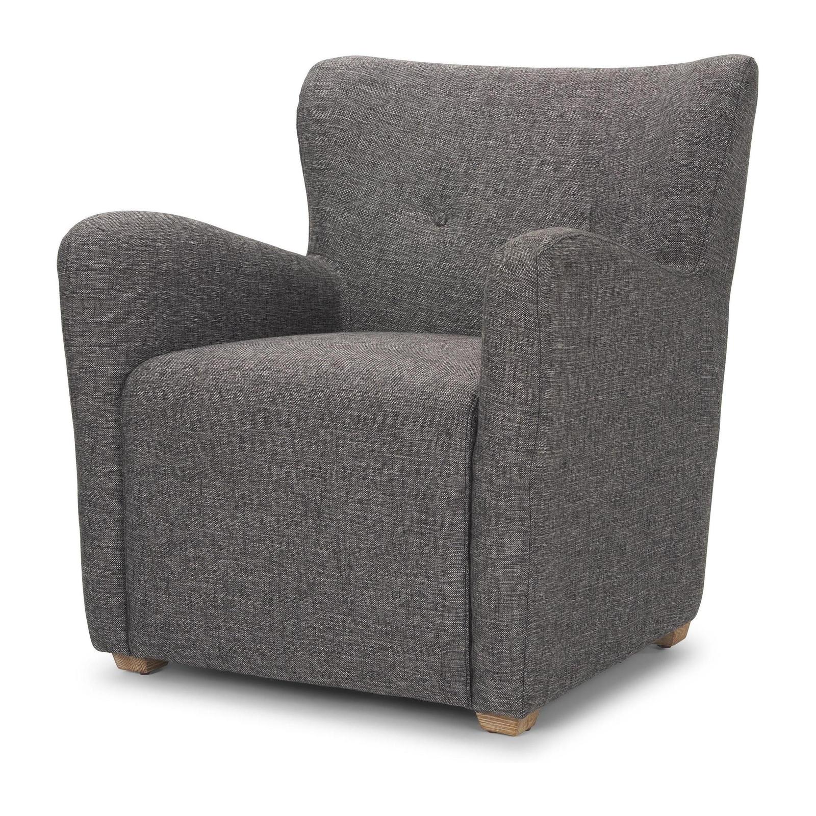 Mercana Dunstan Accent Chair Upholstered Gray Twill Fabric and Medium Brown Wood Feet Clearance