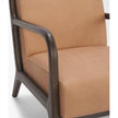 Mercana Cashel Accent Chair W/ Dark Brown Wood and Tan Genuine Leather Clearance