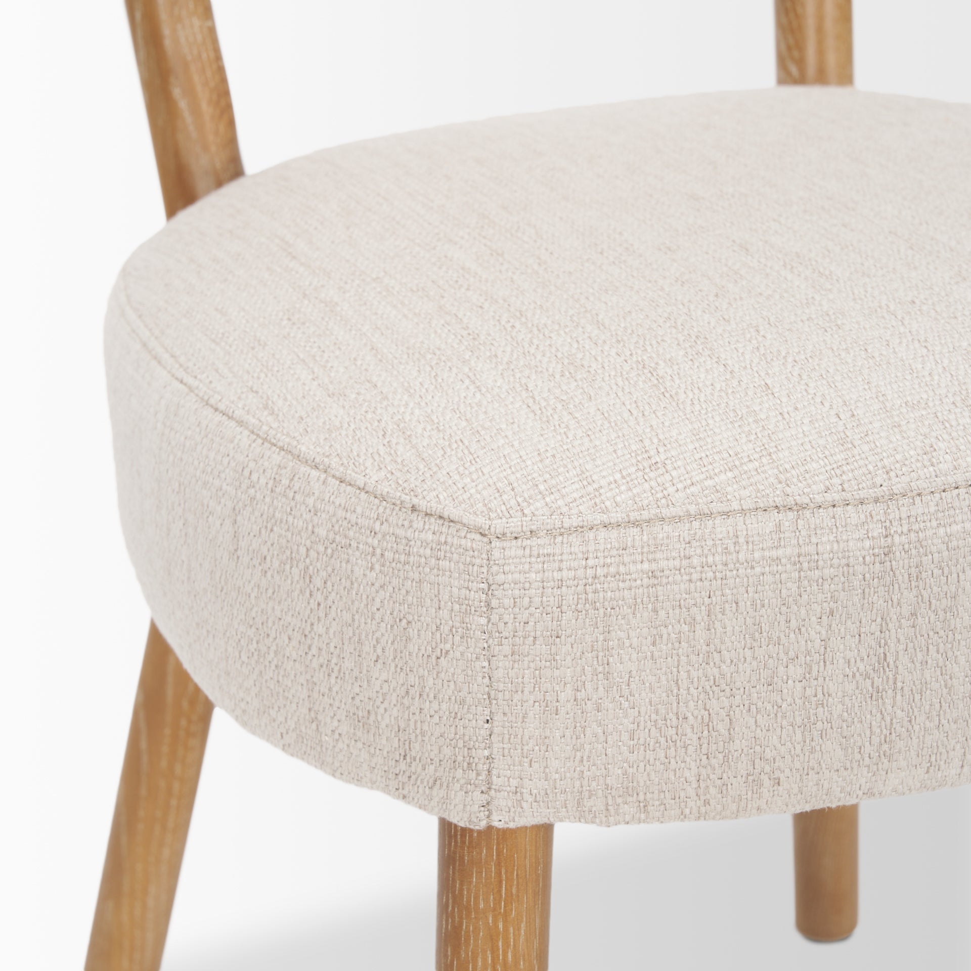 Mercana Owen Dining Chair W/ Medium Brown Wood and Beige Fabric