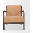 Mercana Cashel Accent Chair W/ Dark Brown Wood and Tan Genuine Leather Clearance