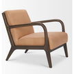 Mercana Cashel Accent Chair W/ Dark Brown Wood and Tan Genuine Leather Clearance