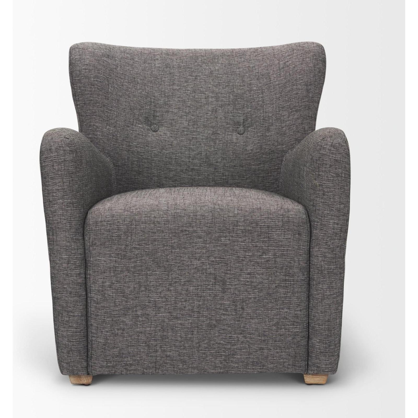 Mercana Dunstan Accent Chair Upholstered Gray Twill Fabric and Medium Brown Wood Feet Clearance