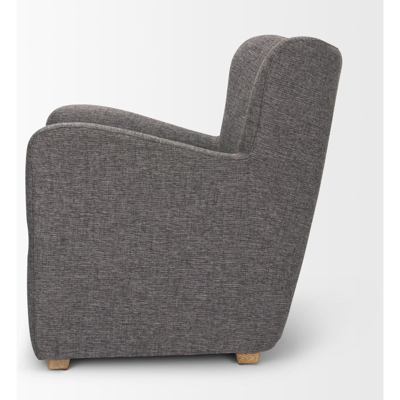 Mercana Dunstan Accent Chair Upholstered Gray Twill Fabric and Medium Brown Wood Feet Clearance