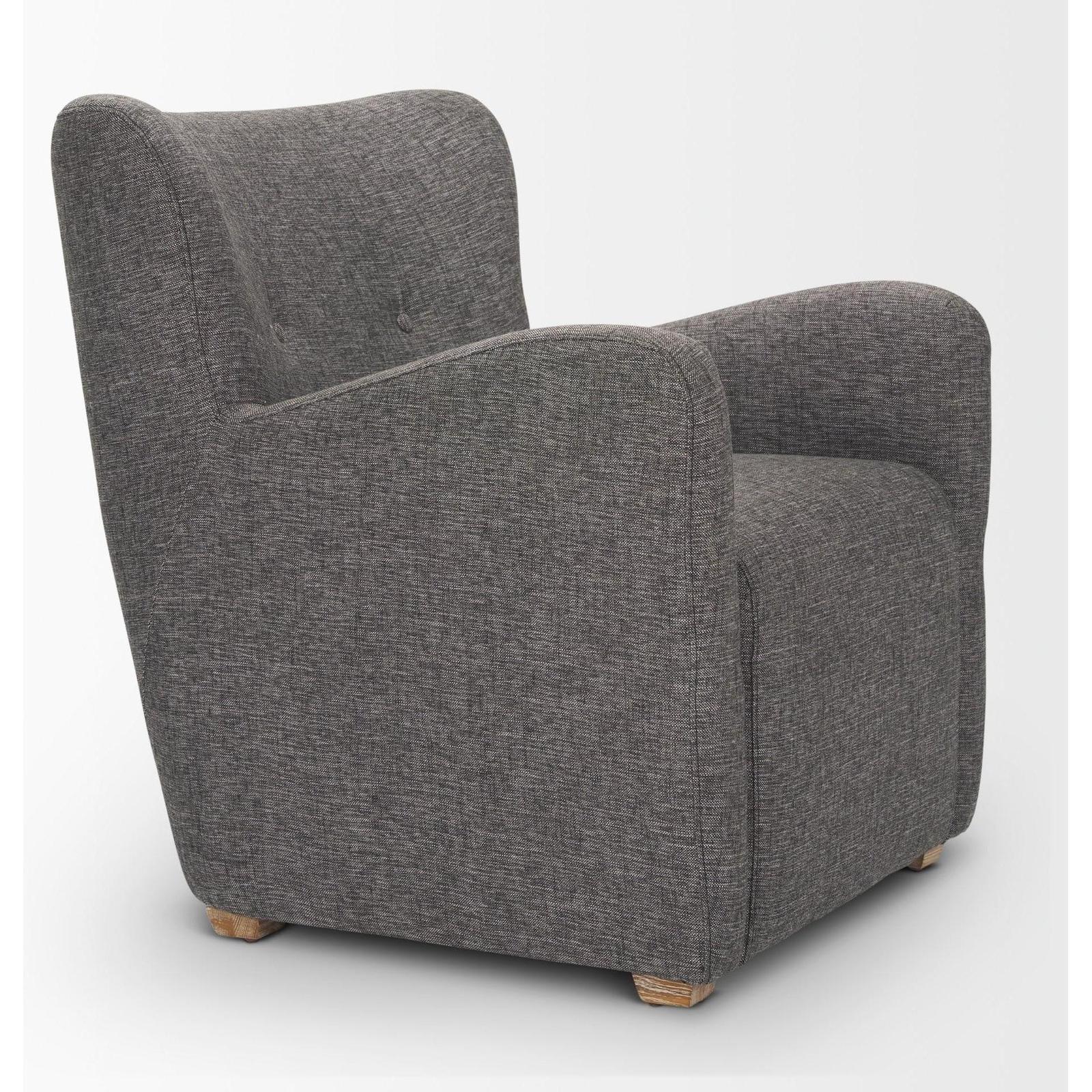 Mercana Dunstan Accent Chair Upholstered Gray Twill Fabric and Medium Brown Wood Feet Clearance