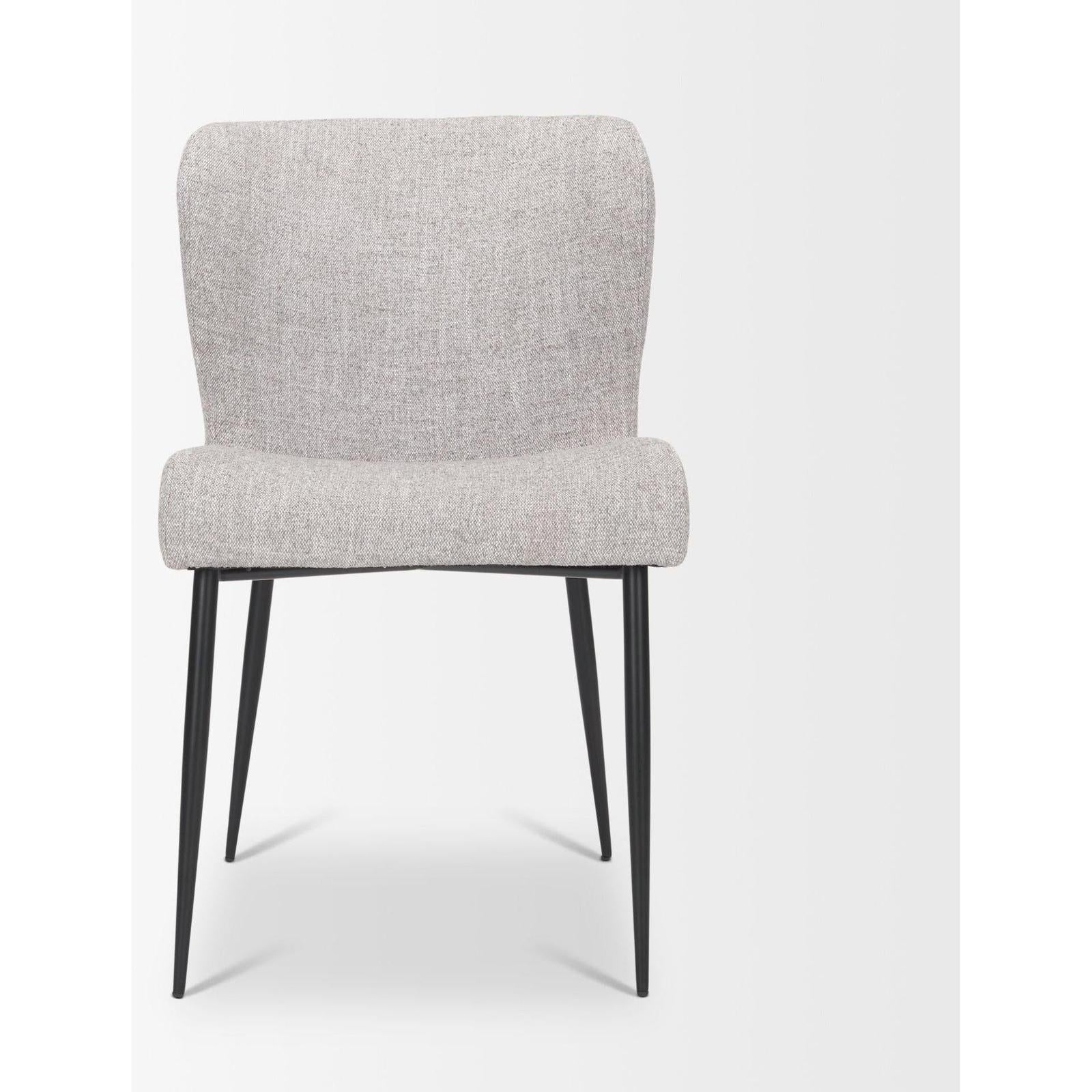 Mercana Hartt Dining Chair W/ Matte Black Metal Frame and Gray Fabric Clearance