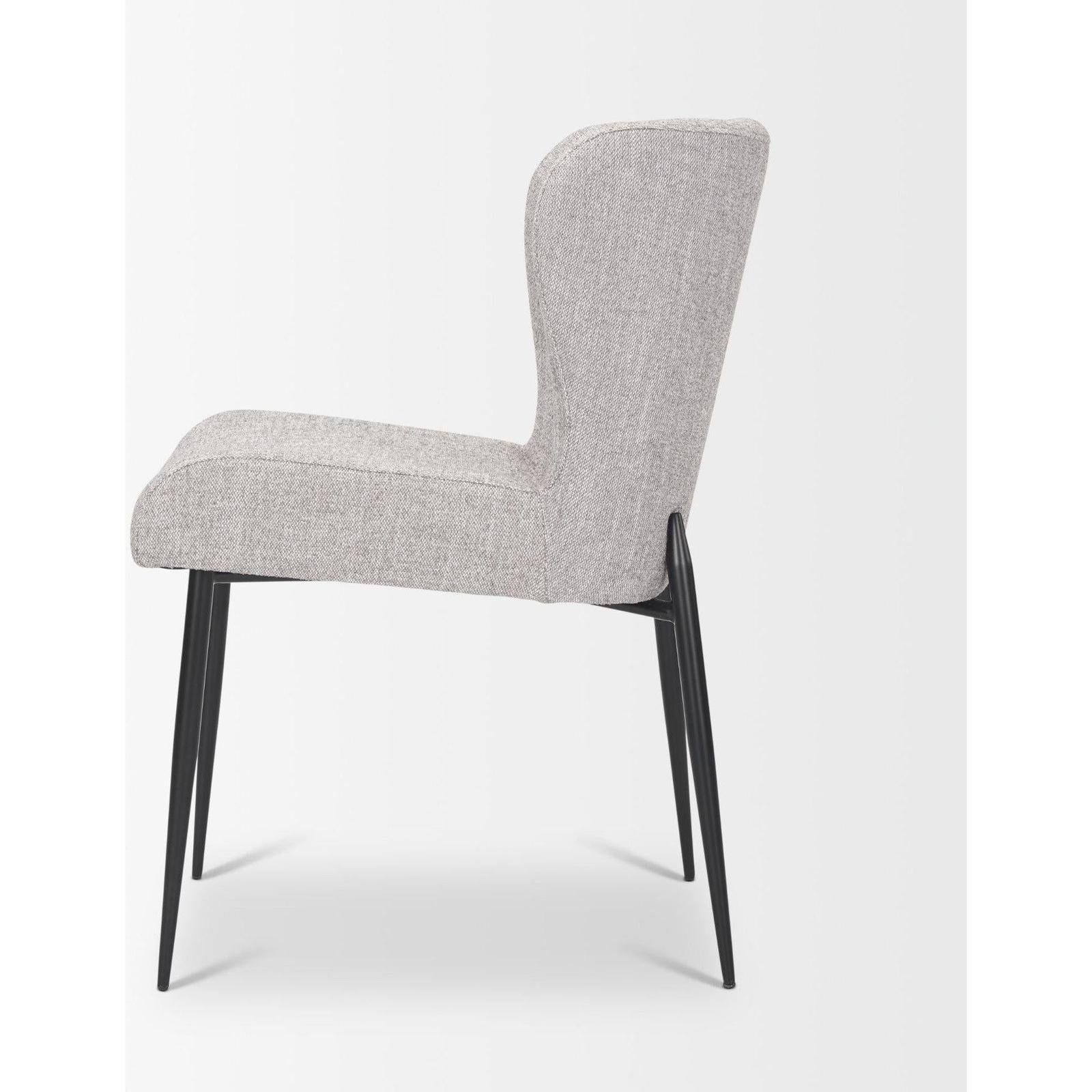 Mercana Hartt Dining Chair W/ Matte Black Metal Frame and Gray Fabric Clearance