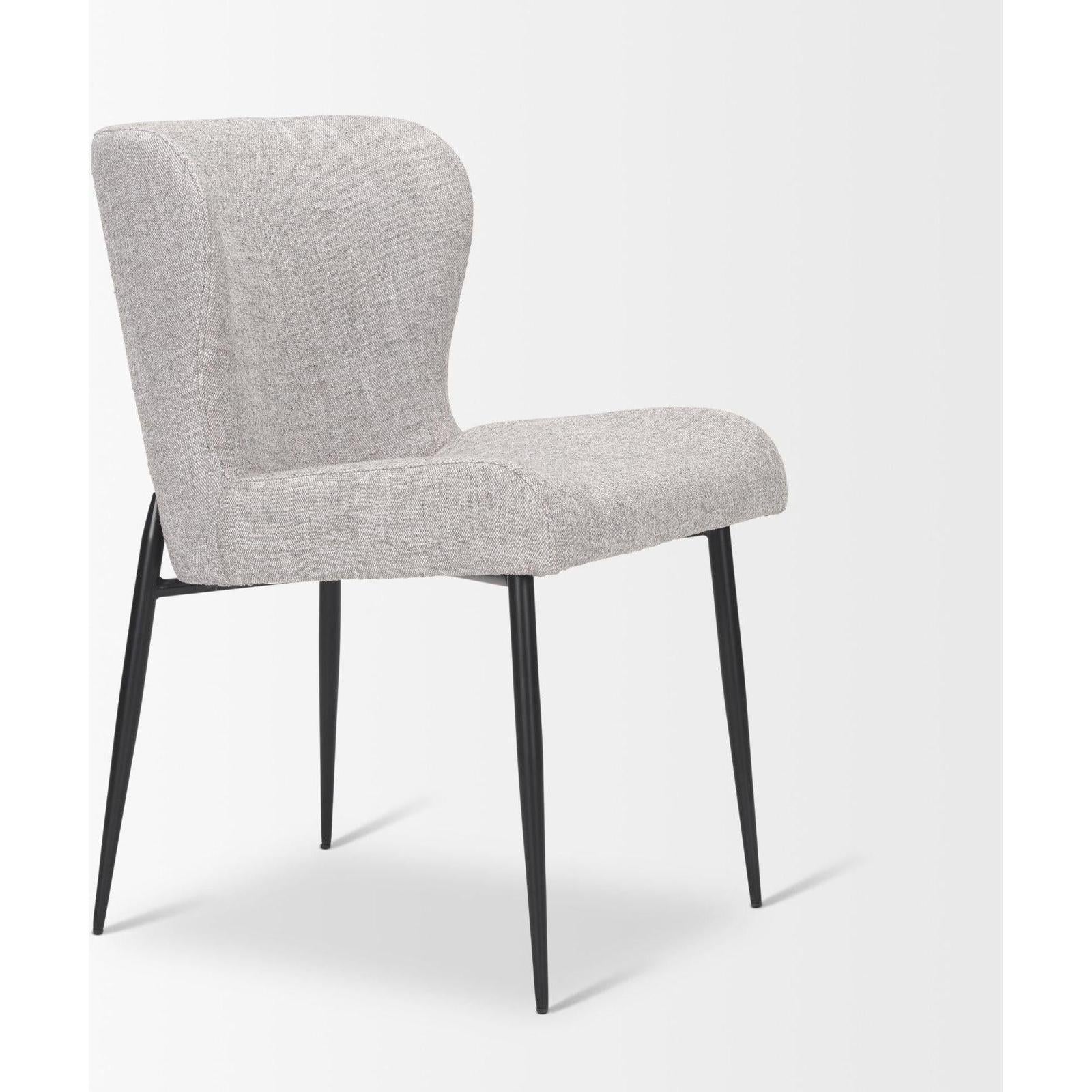 Mercana Hartt Dining Chair W/ Matte Black Metal Frame and Gray Fabric Clearance