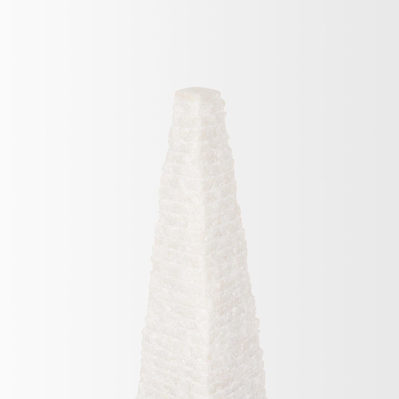Mercana Pyramis White Rough Marble Obelisk Clearance