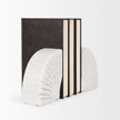 Mercana Stept White Marble Bookends w/rough Carving - Set of 2