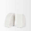 Mercana Stept White Marble Bookends w/rough Carving - Set of 2