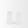 Mercana Stept White Marble Bookends w/rough Carving - Set of 2