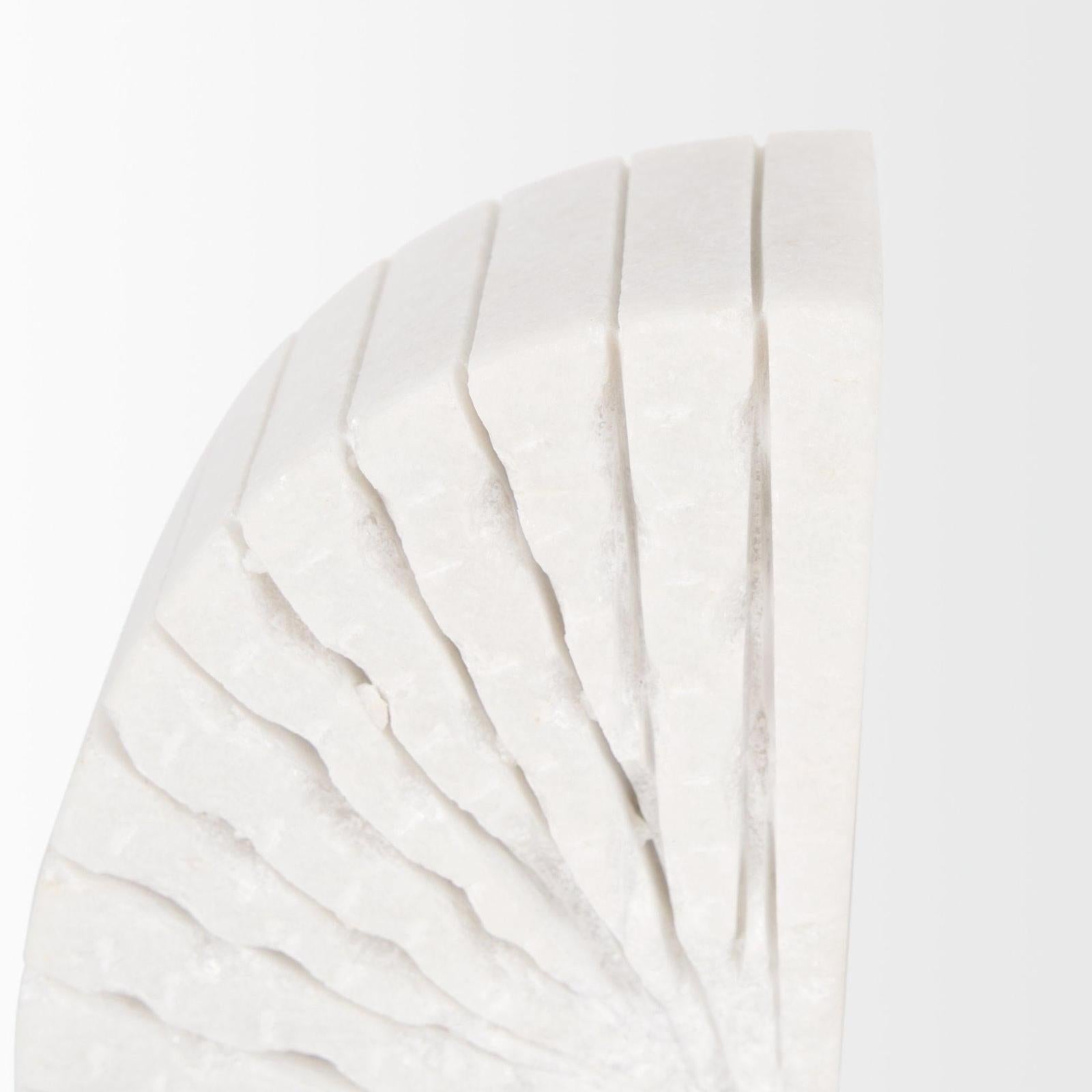 Mercana Stept White Marble Bookends w/rough Carving - Set of 2