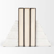 Mercana Cavetto White Marble Bookends w/rough Carving S/2