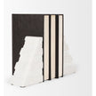 Mercana Cavetto White Marble Bookends w/rough Carving S/2