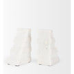 Mercana Cavetto White Marble Bookends w/rough Carving S/2