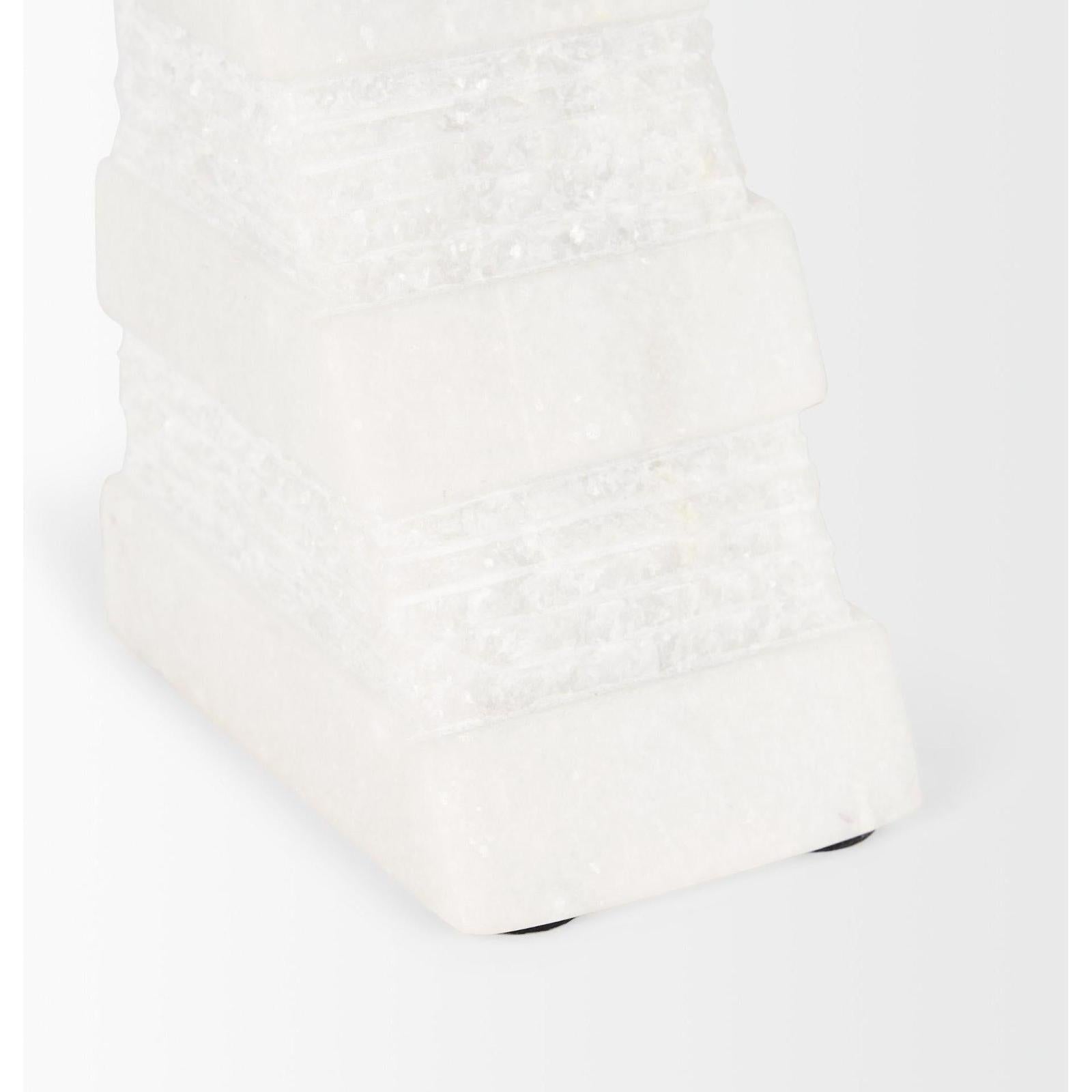 Mercana Cavetto White Marble Bookends w/rough Carving S/2